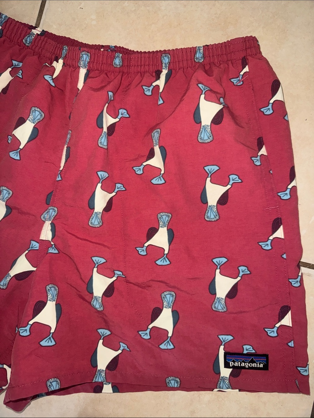 Patagonia • Men’s Baggies 5” Swim Shorts Star Pink Boobie Bird Print Size Large - Picture 6 of 14